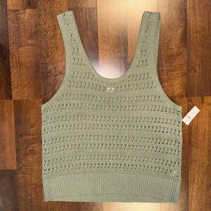 NWT Old Navy Olive Knit Crochet Type Tank Top (size XL)
